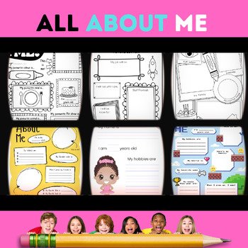 All About Me Back to School Activity - Worksheet holiday Classroom 66 PAGES